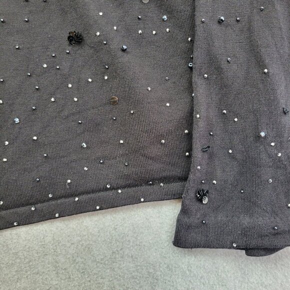 Rena Rowan Womens Silk Blend Sweater Size Large Cardigan Tank Set Black Beaded - Picture 16 of 16